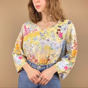 Yellow Floral Lady Bug Long Sleeve